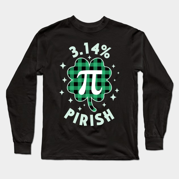 3.14% Pirish Saint Patricks Day Green Math Geek Pi Day Long Sleeve T-Shirt by OrangeMonkeyArt